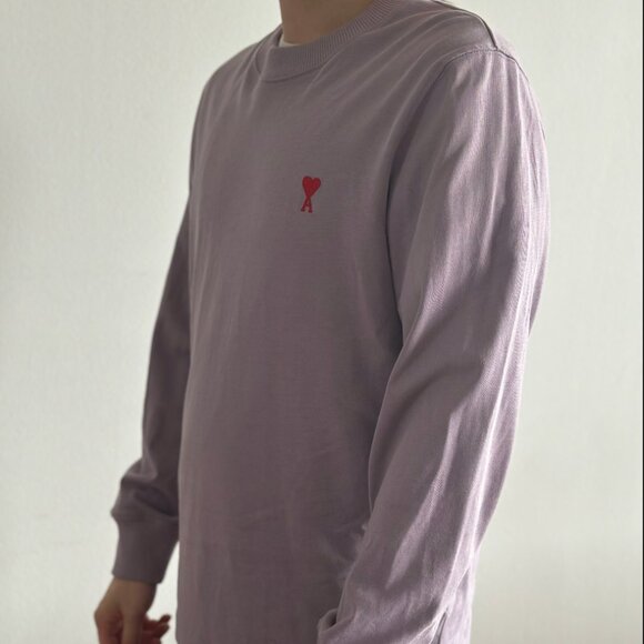 AMI Paris Purple Ami de Coeur Long Sleeve T-Shirt – Size L - Picture 2 of 9